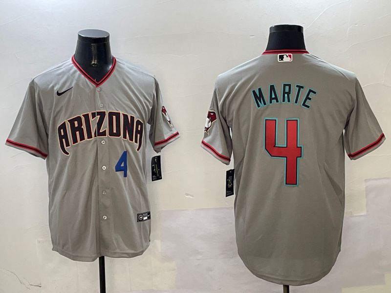 Men Arizona Diamondback #4 Marte Grey Game 2025 Nike MLB Jersey style 2